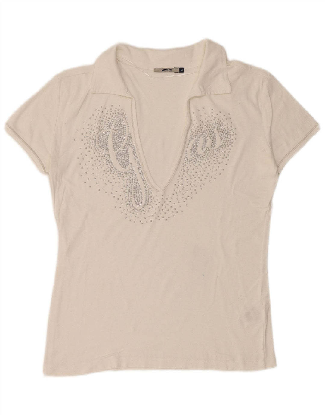 Женская рубашка поло с графическим рисунком GAS UK 18 XL, белый хлопок