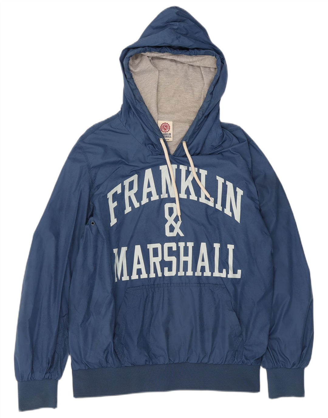 FRANKLIN MARSHALL Мужской джемпер с капюшоном с рисунком, средний синий, нейлон