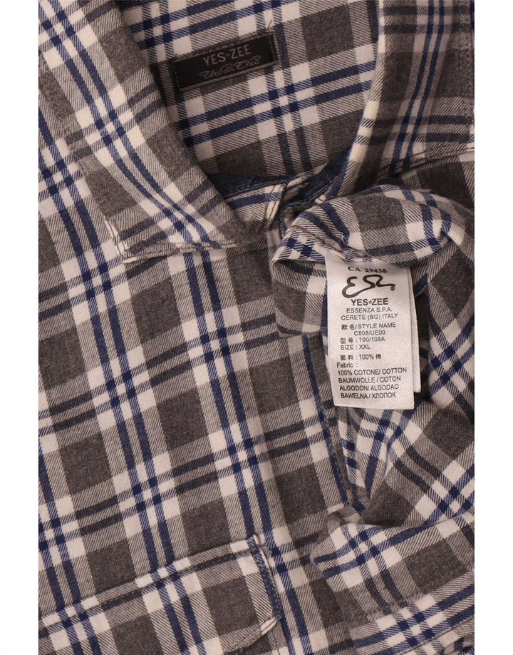Мужская фланелевая рубашка Yes Zee 2XL, серая клетка, хлопок