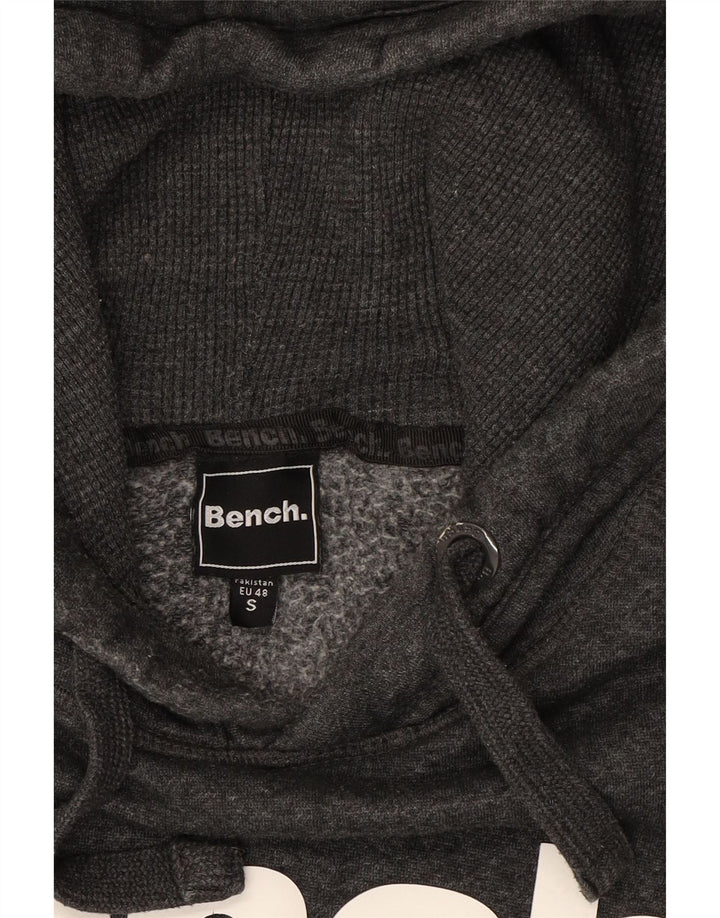 BENCH Mens Graphic Hoodie Jumper Small Grey Cotton