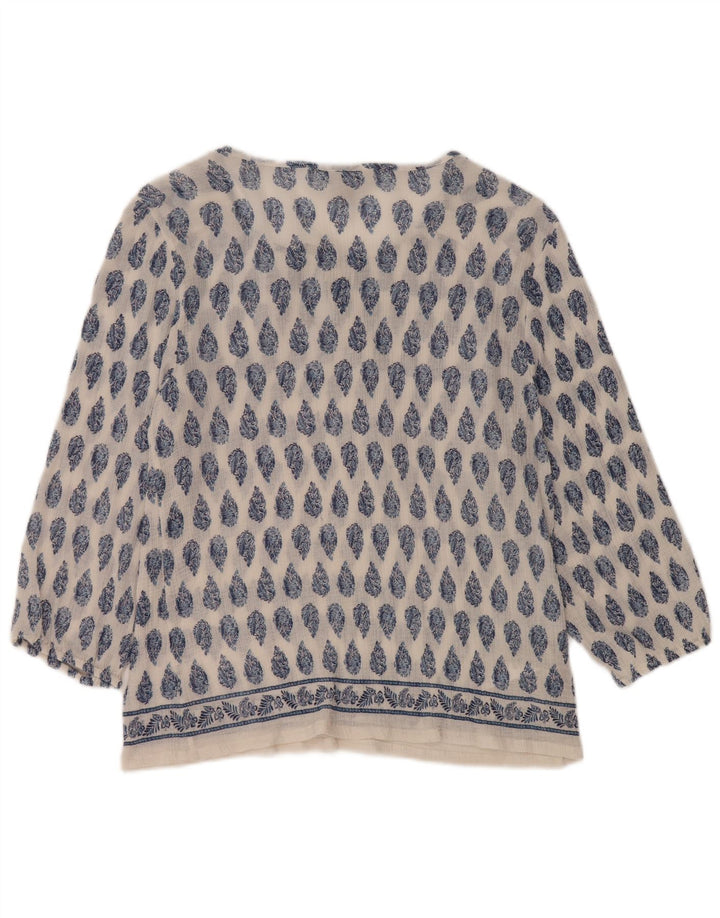 TOMMY BAHAMA Женская блузка с рукавом 3/4, топ UK 16, большой белый хлопок с узором пейсли