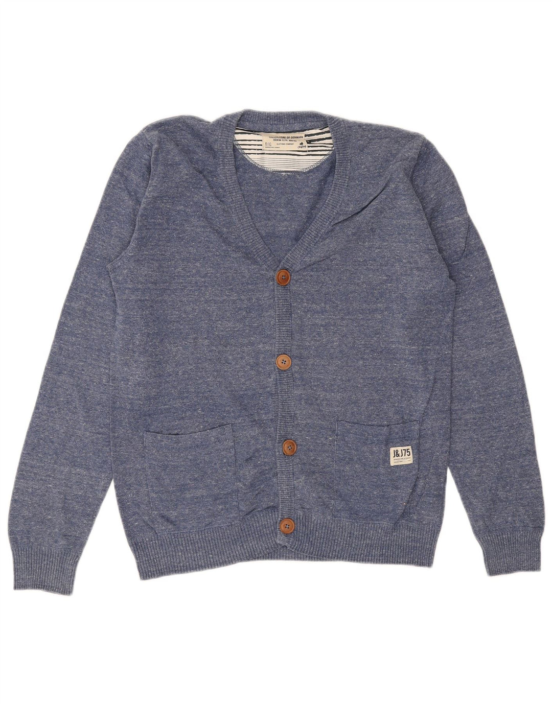 Мужской кардиган JACK & JONES, хлопковый свитер среднего синего цвета
