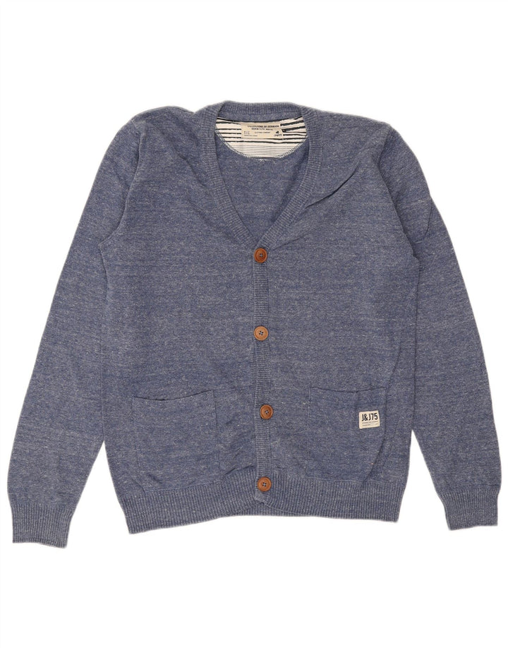 Мужской кардиган JACK & JONES, хлопковый свитер среднего синего цвета