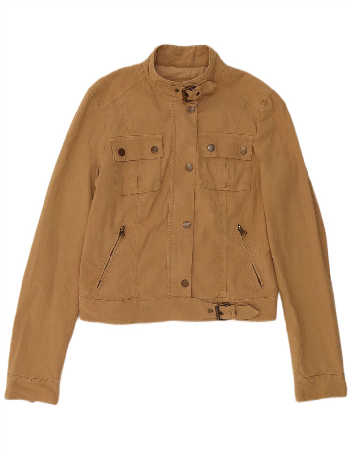 Женская укороченная куртка Massimo Dutti UK 10, маленькая, коричневая, льняная