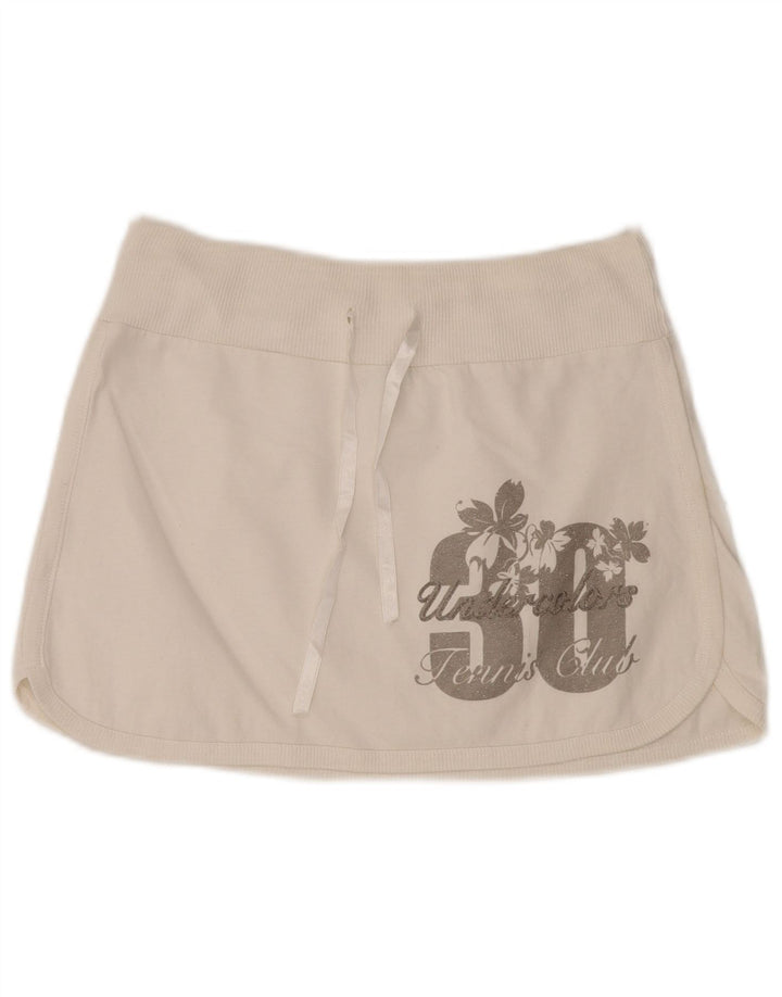 BENETTON Женская мини-теннисная юбка с рисунком UK 12, средний белый цветочный принт