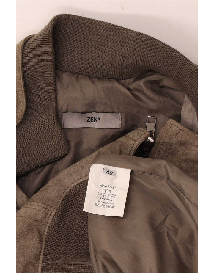 Мужская кожаная куртка-бомбер Zen IT 48 Medium Brown Leather