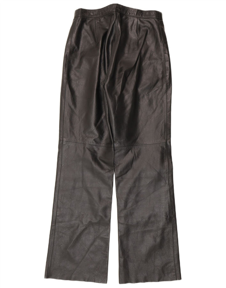 Винтажные женские кожаные брюки Bootcut IT 44 Medium W28 L30 Черные кожаные