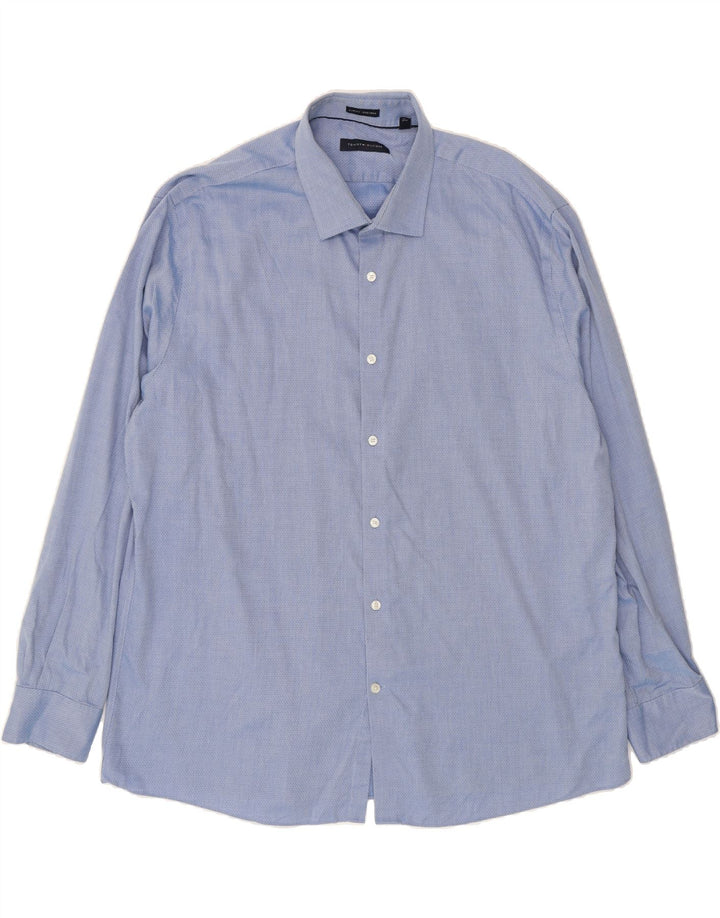 TOMMY HILFIGER Mens NON - IRON Slim Fit Shirt 2XL Blue Check Vintage Tommy Hilfiger and Second-Hand Tommy Hilfiger from Messina Hembry 