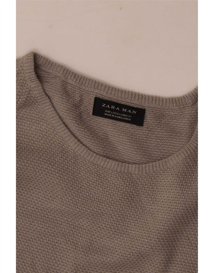 Мужской джемпер с вырезом лодочкой Zara, большой серый