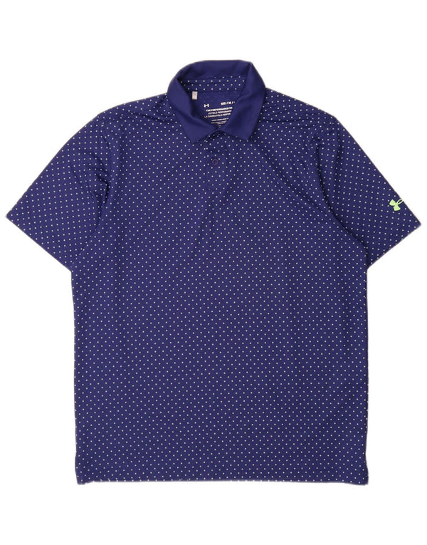 Under Armour Mens Heat Gear Polo Shirt Medium Blue Spotted Polyester