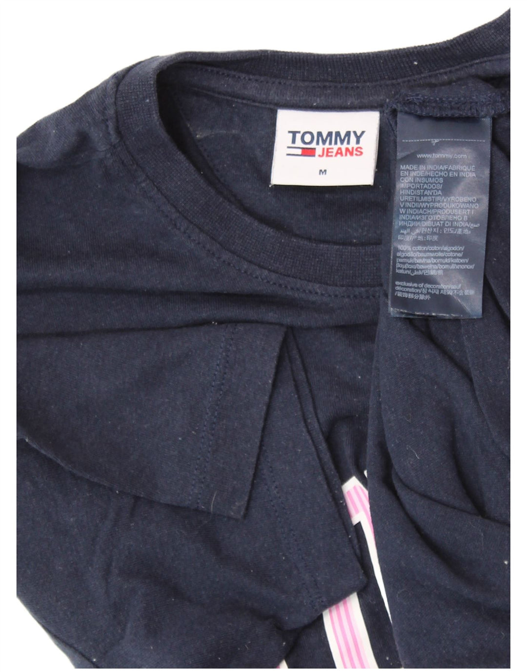 TOMMY HILFIGER Женская футболка с рисунком Top UK 14 Medium Navy Blue Хлопок