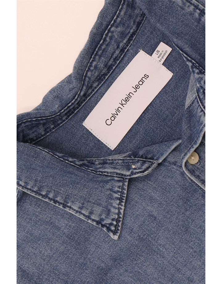 Мужская джинсовая рубашка Calvin Klein Jeans, большая синяя
