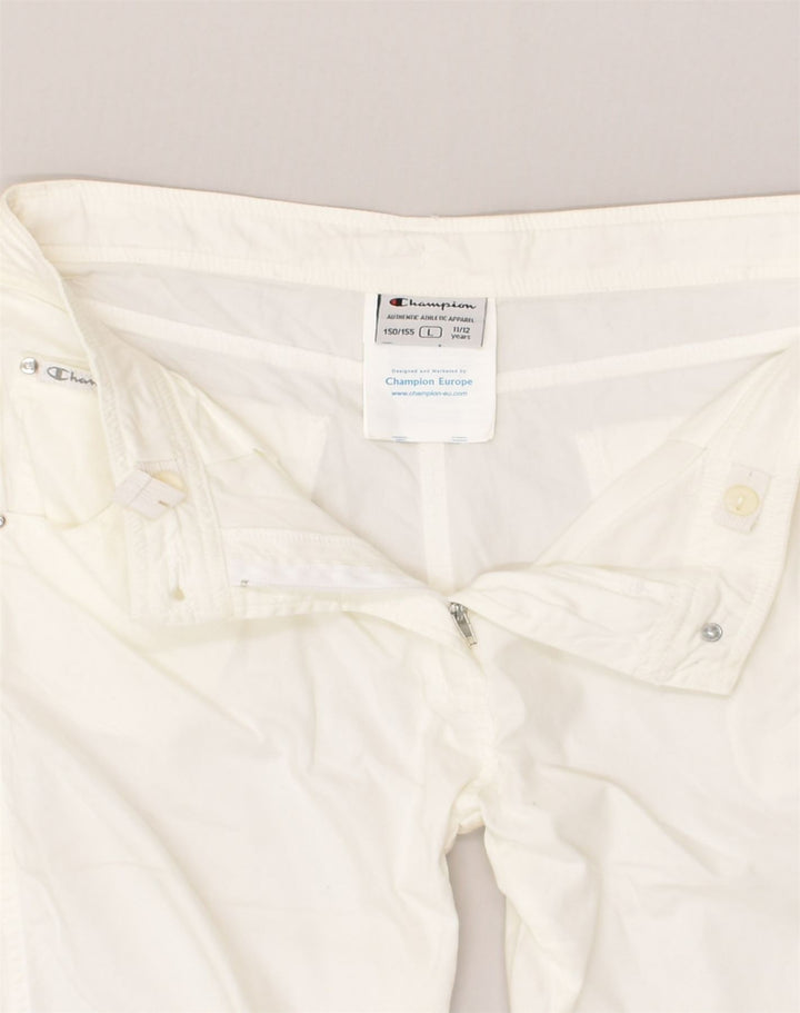 CHAMPION Girls Straight Capri Trousers 11-12 Years Large W30 L17 White | Vintage Champion | Thrift | Second-Hand Champion | Used Clothing | Messina Hembry 