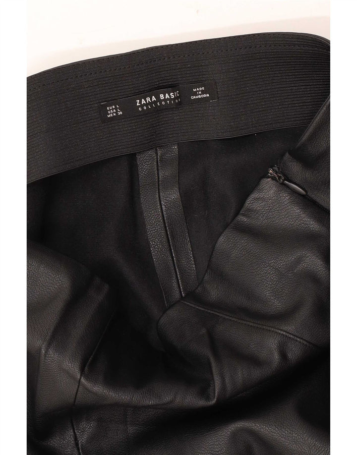 Женские узкие кожаные брюки Zara, большие W30 L27, черные