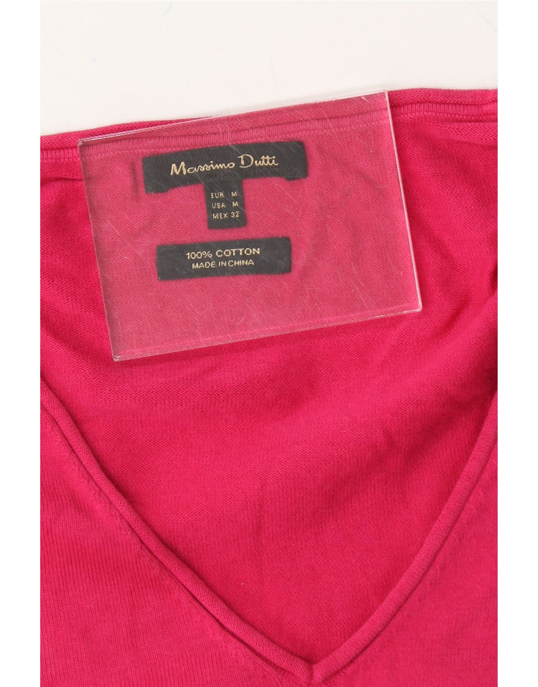 MASSIMO DUTTI Womens V-Neck Jumper Sweater UK 12 Medium Pink Cotton Vintage Massimo Dutti and Second-Hand Massimo Dutti from Messina Hembry 