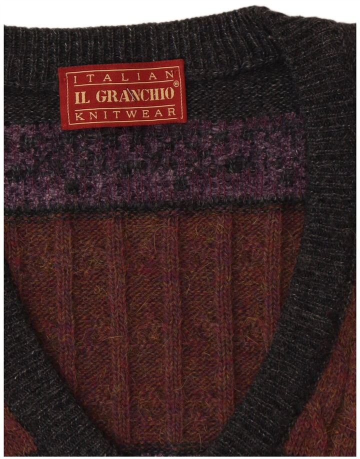 Мужской джемпер с v-образным вырезом Il Granchio, большой серый Fair Isle