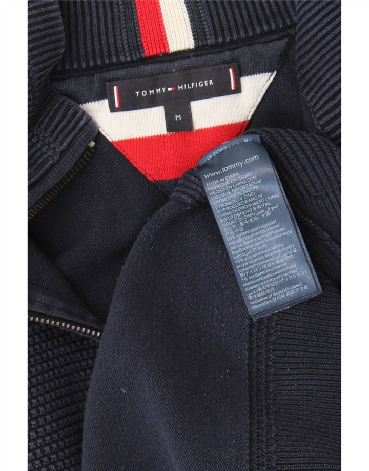 Мужской джемпер с воротником на молнии Tommy Hilfiger, средний темно-синий хлопковый свитер