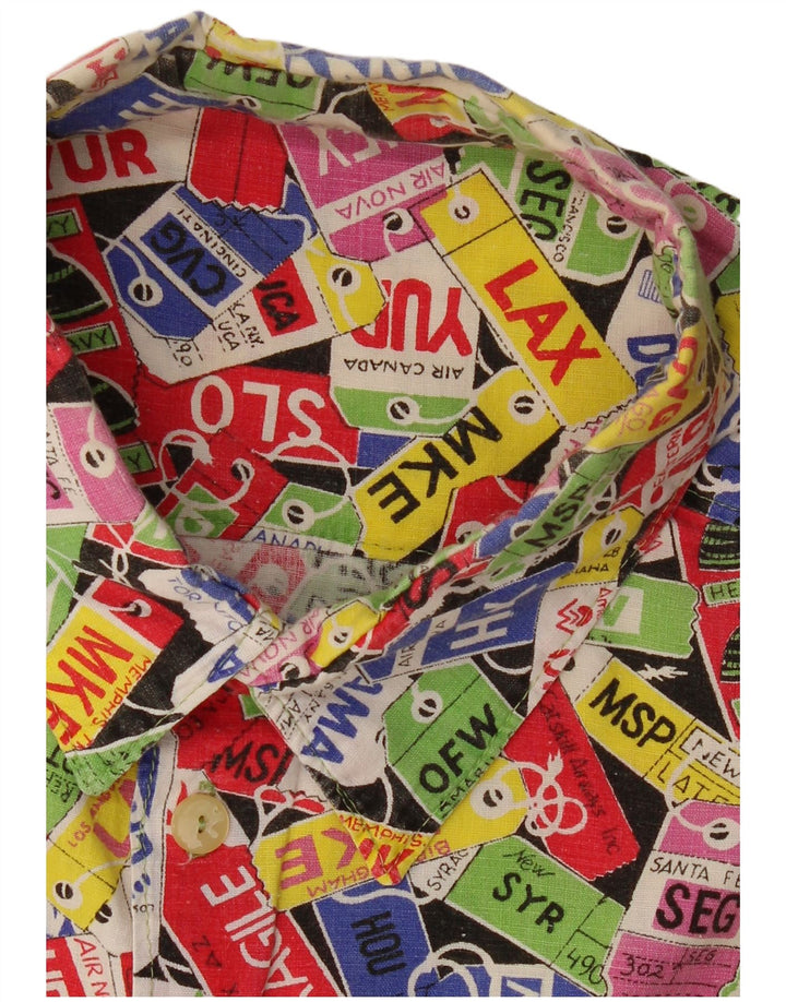 VINTAGE Мужская рубашка с коротким рукавом с абстрактным узором 2XL, разноцветная