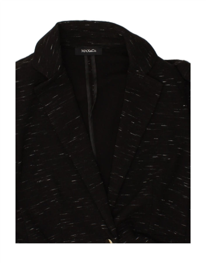 MAX & CO. Womens 1 Button Blazer Jacket UK 10 Small Black Flecked Viscose Vintage Max & Co. and Second-Hand Max & Co. from Messina Hembry 