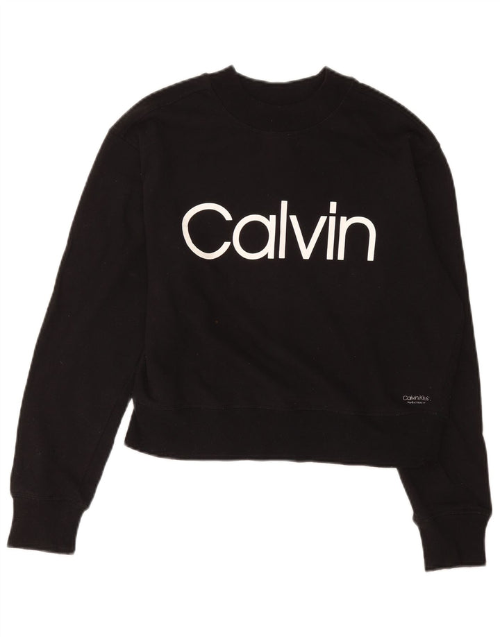 Женский укороченный свитшот с рисунком Calvin Klein UK 12, средний черный