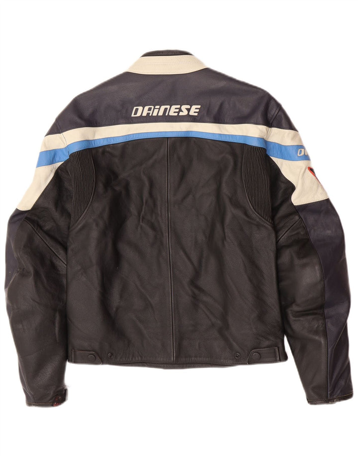 Мужская куртка Dainese Racer UK 36, маленькая черная кожа с цветными блоками