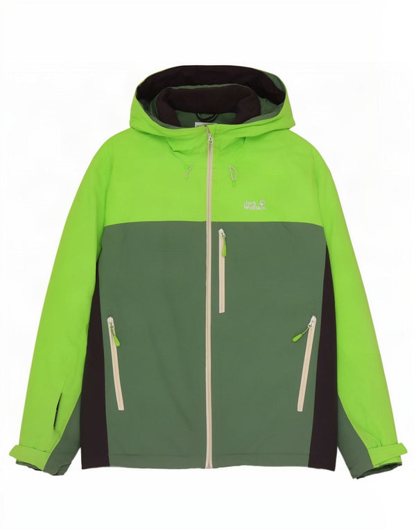 Мужская ветровка с капюшоном Jack Wolfskin UK 48 2XL зеленая с цветными блоками