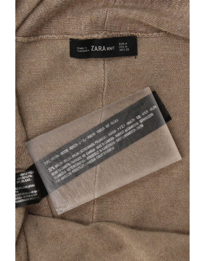 Женский удлиненный открытый кардиган Zara UK 12, средний бежевый вискоза