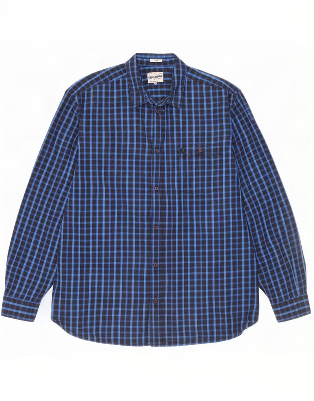 Мужская рубашка стандартного кроя Wrangler 3XL, синяя клетка, хлопок