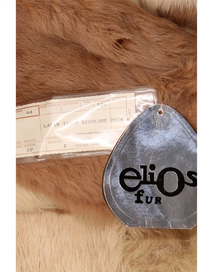 Женская шуба оверсайз Elios IT 44 Medium Beige Colourblock Мех кролика