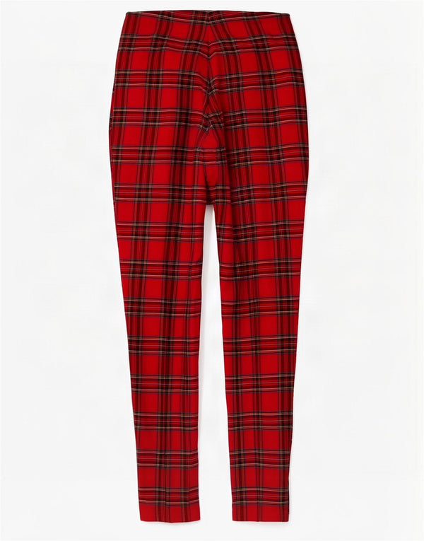Zara Womens Leggings UK 8 Small Red Check Viscose