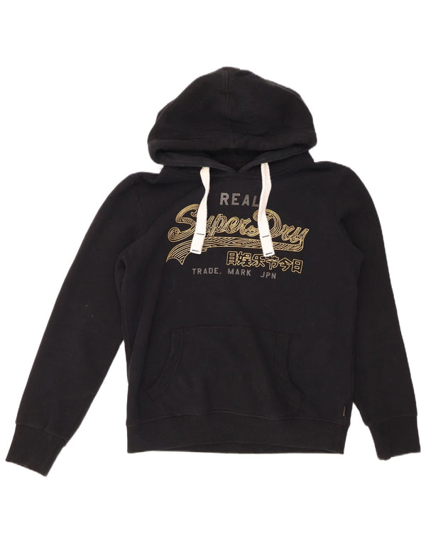 Женский джемпер с капюшоном SUPERDRY UK 12, средний черный, хлопок