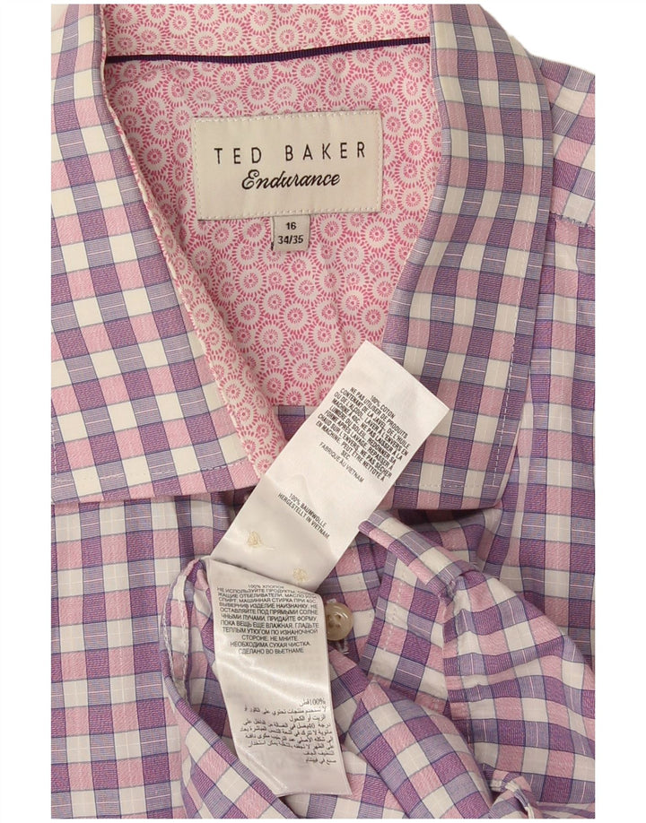 Мужская рубашка Ted Baker, размер 16, большая фиолетовая клетка, хлопок