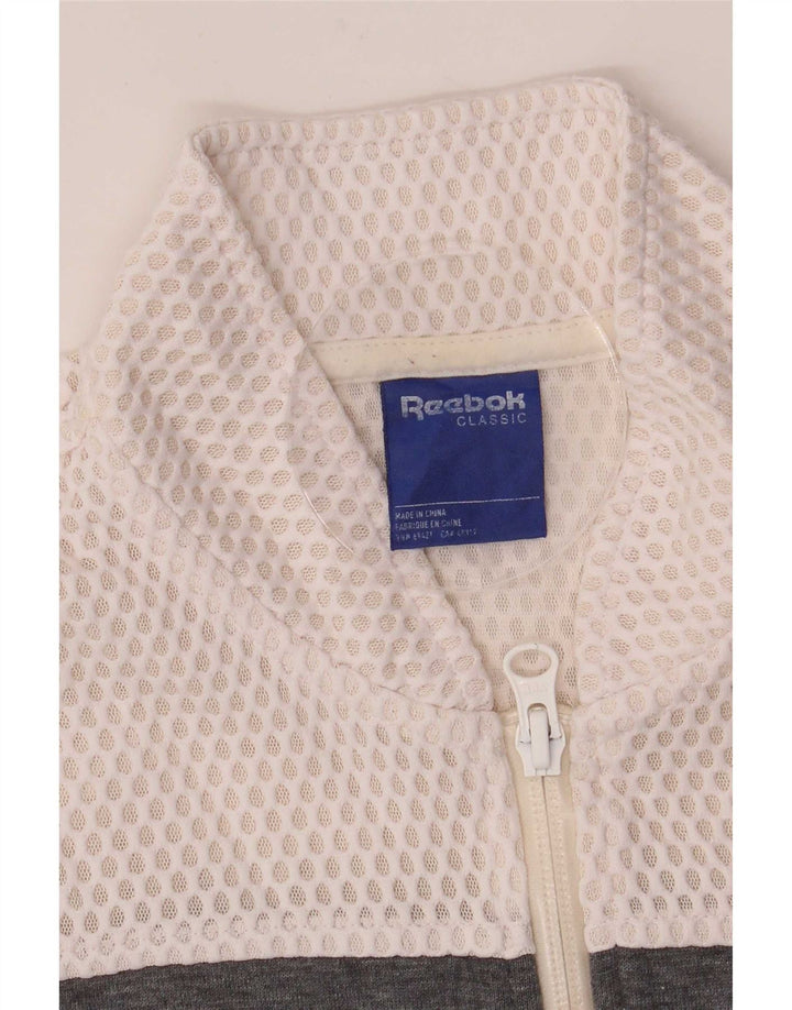 Женский спортивный костюм Reebok, верхняя куртка UK 4/6 XS, белый полиэстер с цветными блоками