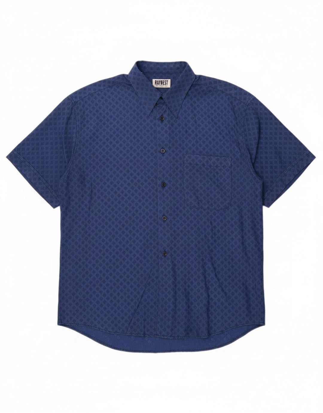 Мужская рубашка Raybest с коротким рукавом XL, темно-синяя, вискоза с геометрическим рисунком