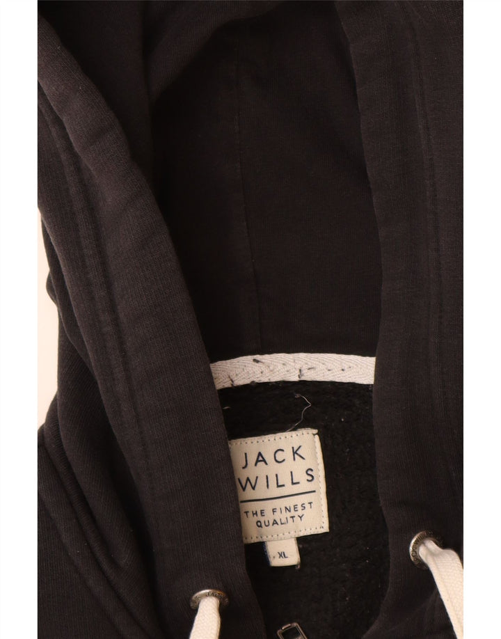 Мужской свитер с капюшоном и молнией с графическим рисунком Jack Wills XL, черный, хлопок