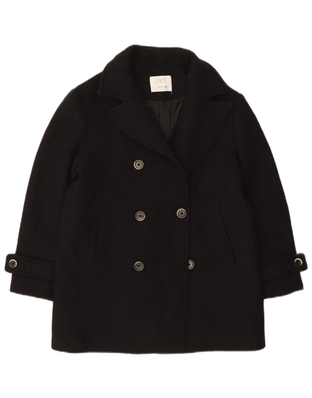 Бушлат Zara для девочек 11-12 лет, черная шерсть