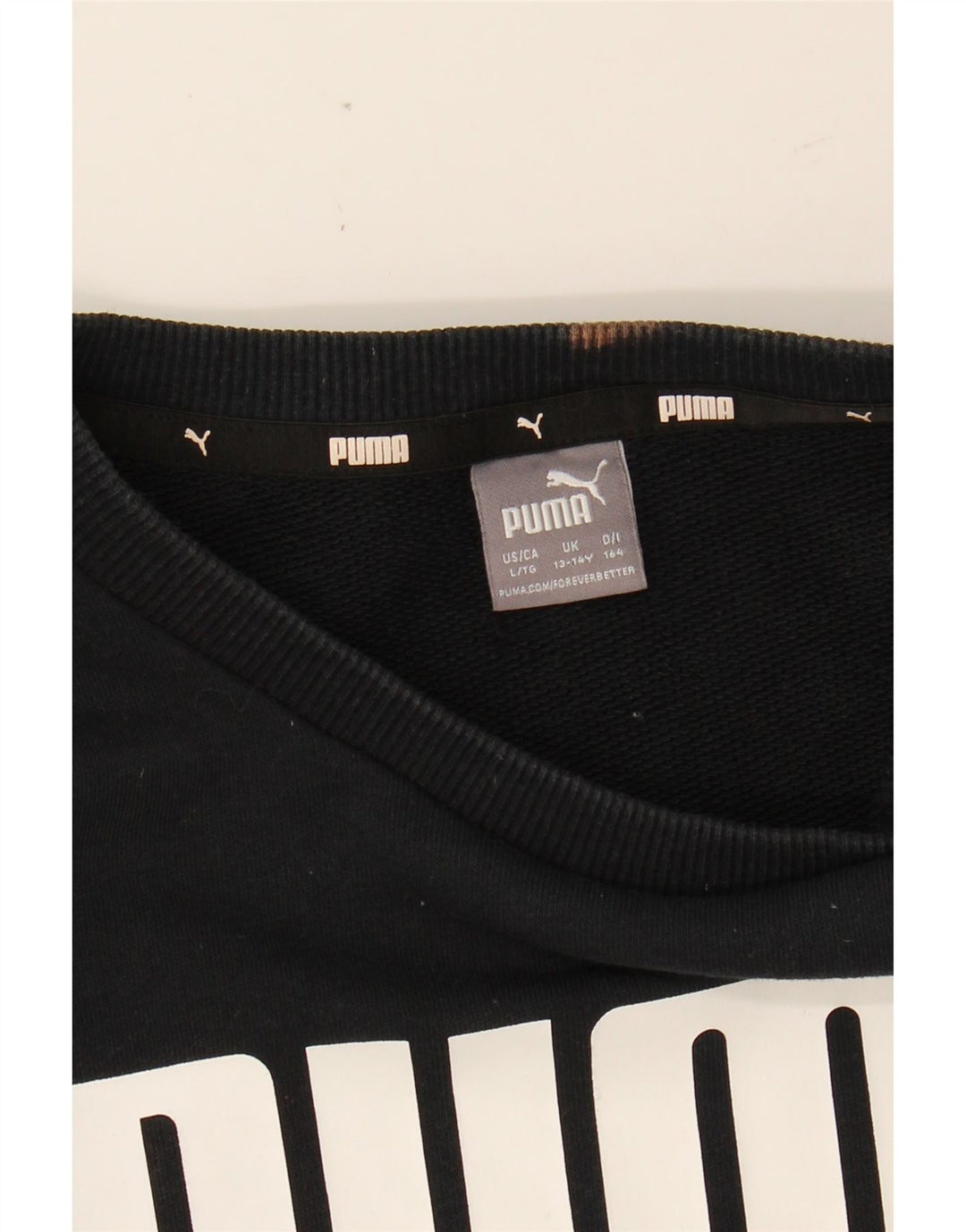 PUMA Girls Graphic Sweatshirt Jumper 13-14 Years Black