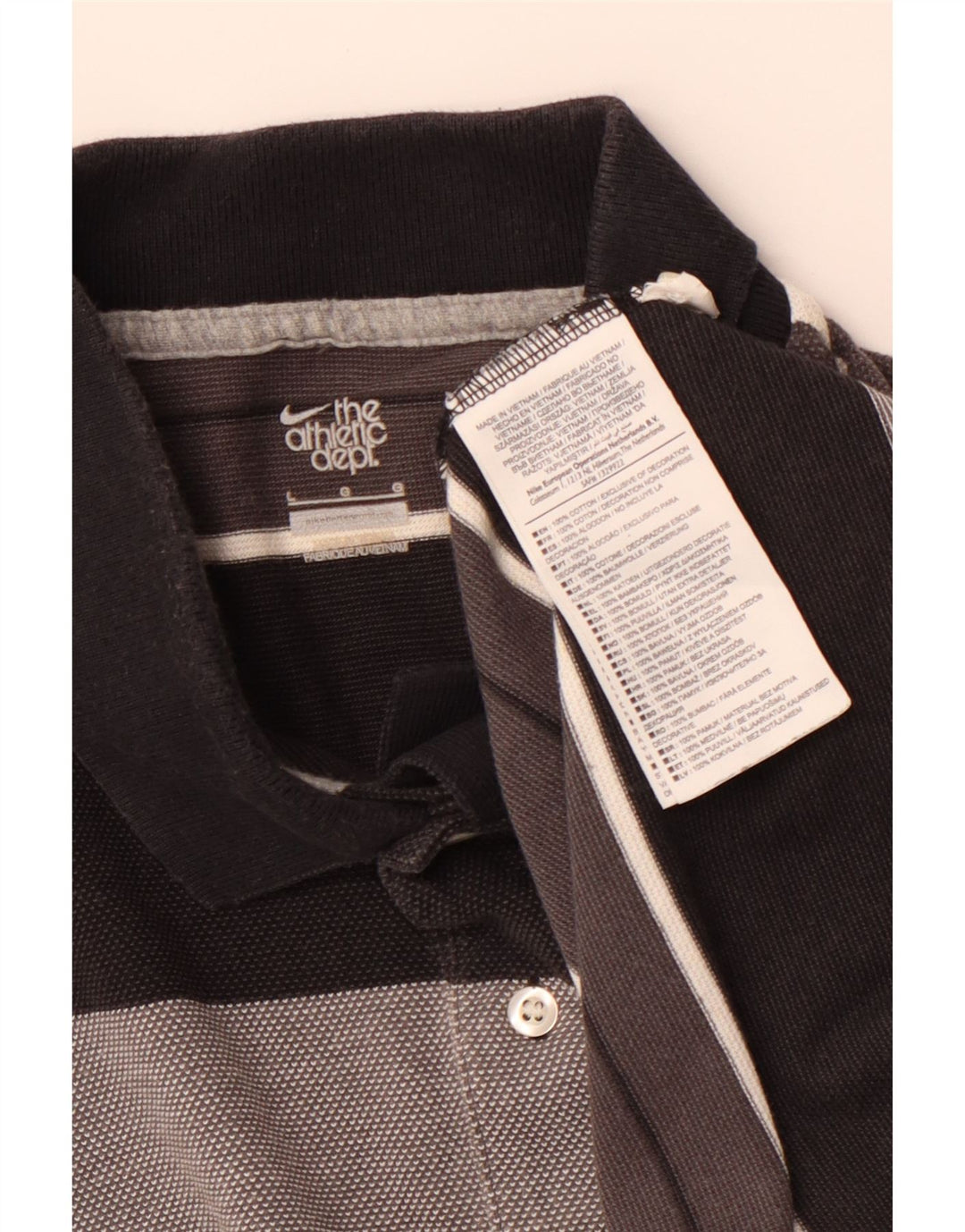 Мужская рубашка-поло NIKE в большую серую полоску из хлопка