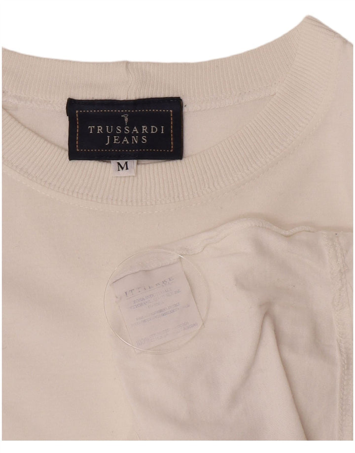 Trussardi Jeans Мужская футболка с рисунком Топ среднего размера, белый хлопок