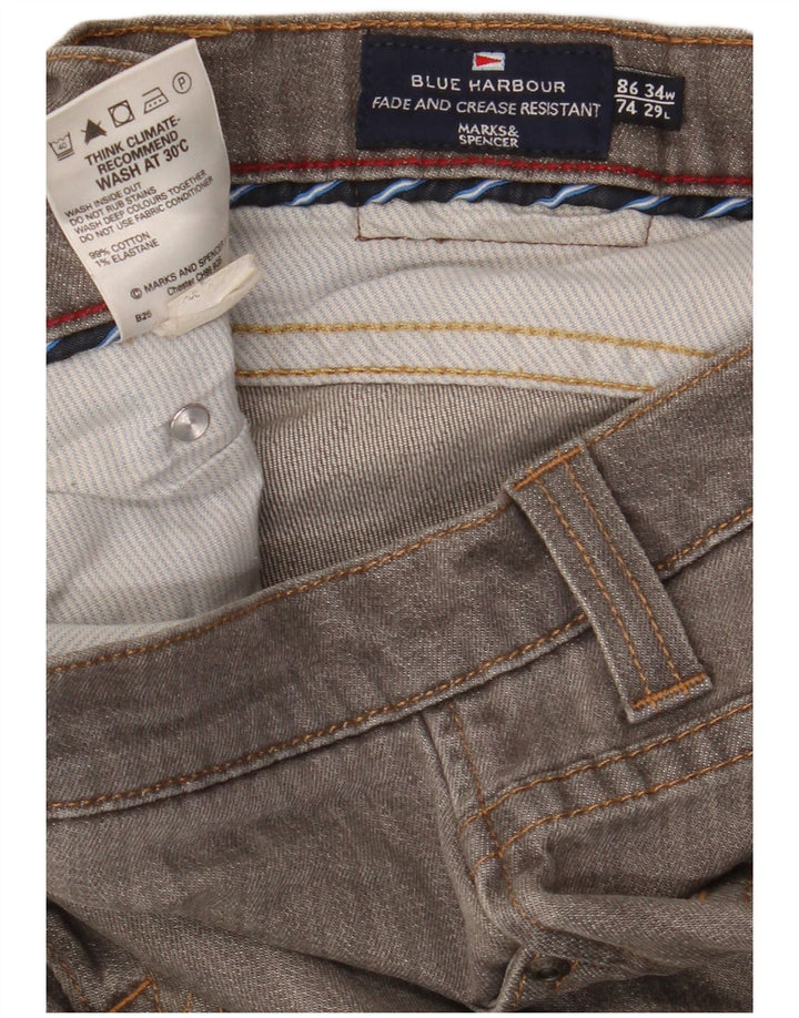 Мужские прямые джинсы Marks & Spencer Blue Harbour W34 L29, серый хлопок