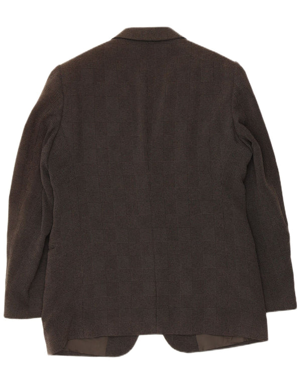 Armani Mens 2 Button Blazer Jacket IT 52 Large Grey Houndstooth Polyester