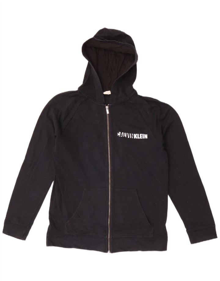 Мужской свитер с капюшоном и молнией с рисунком Calvin Klein, средний черный
