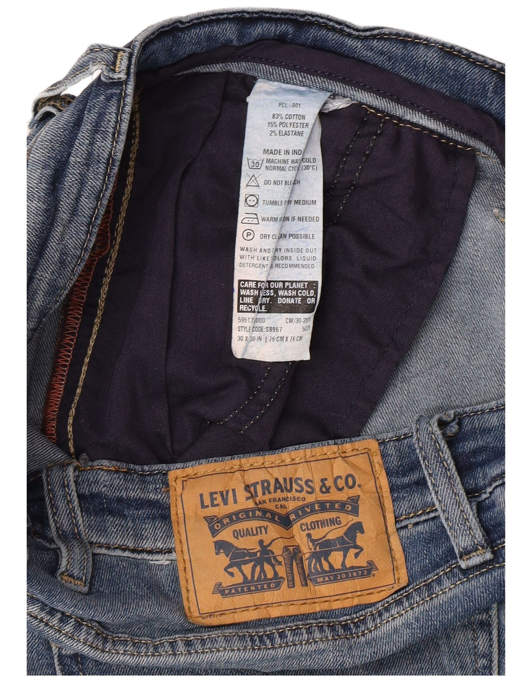 Женские прямые джинсы Levi's W30 L25 синие, хлопок