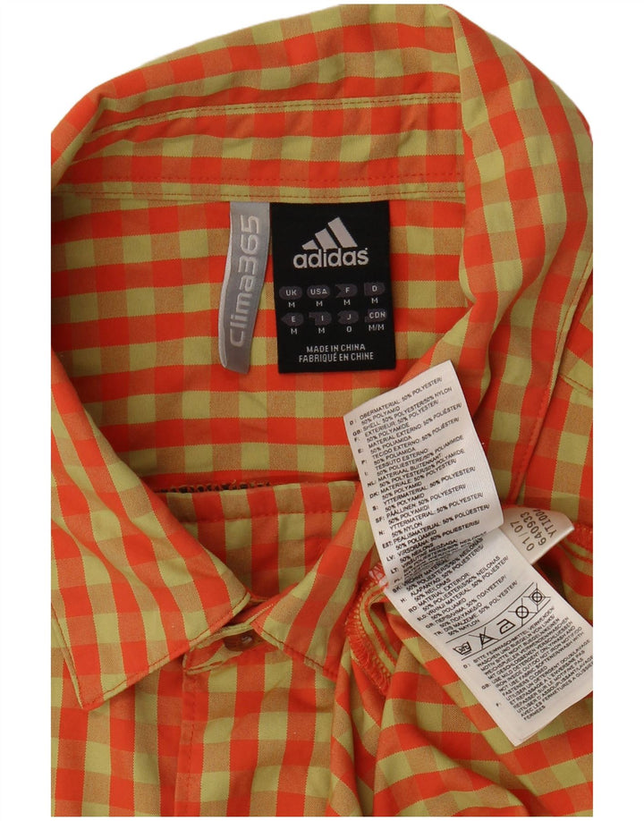 Мужская рубашка с коротким рукавом Adidas среднего оранжевого цвета из полиэстера в мелкую клетку