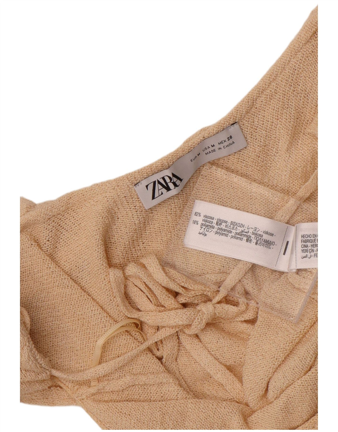 Женский укороченный топ с открытыми плечами Zara UK 12, средний бежевый, вискоза