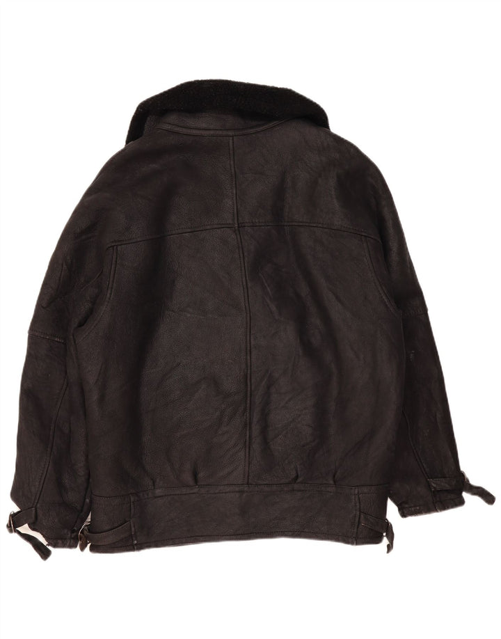 Винтажная мужская короткая дубленка UK 42 XL, черная
