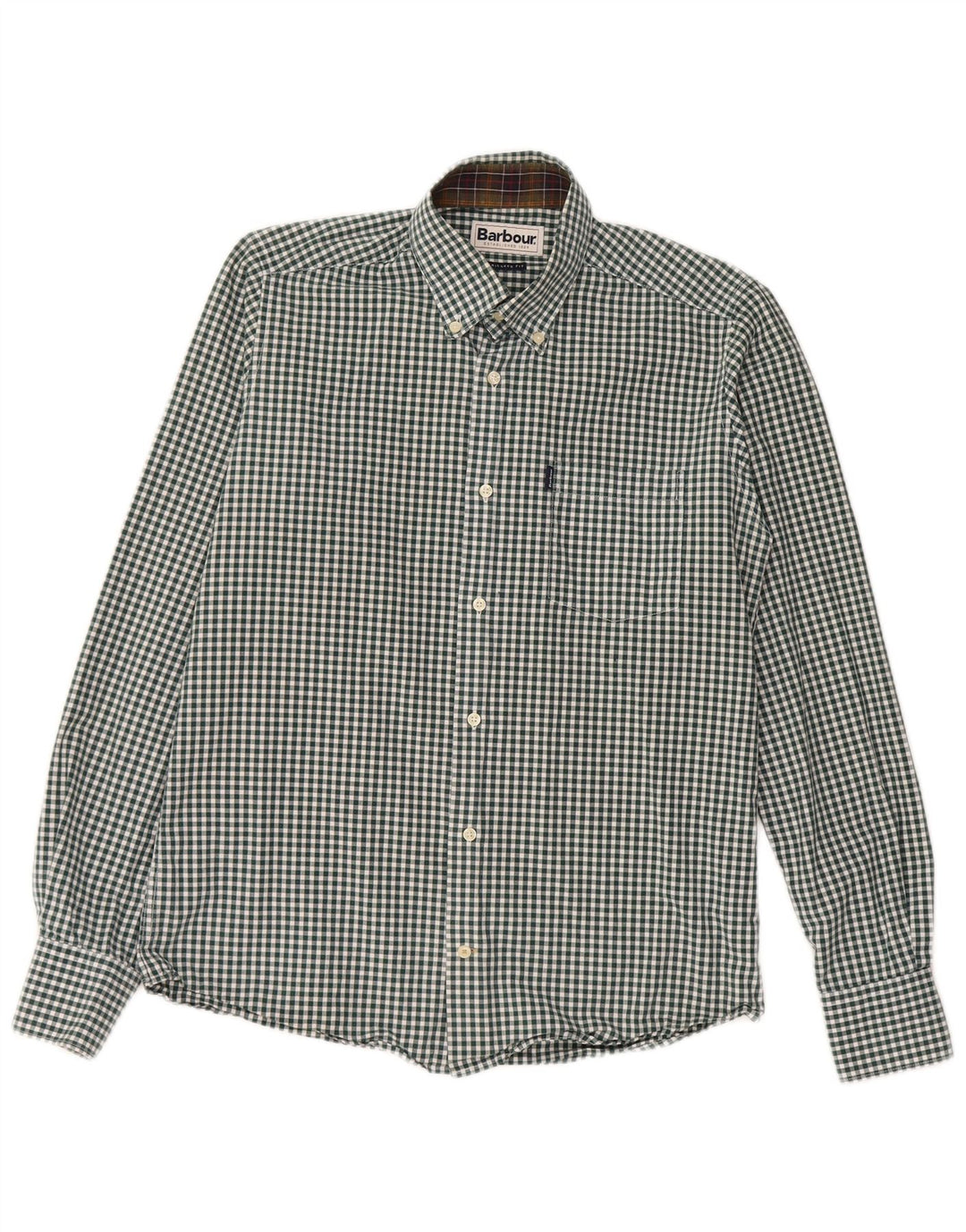 Мужская рубашка Barbour в мелкую зеленую клетку, хлопок