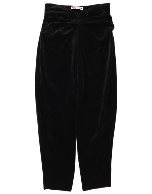 ZARA Женские бархатные зауженные повседневные брюки среднего размера W28 L27, черные хлопковые