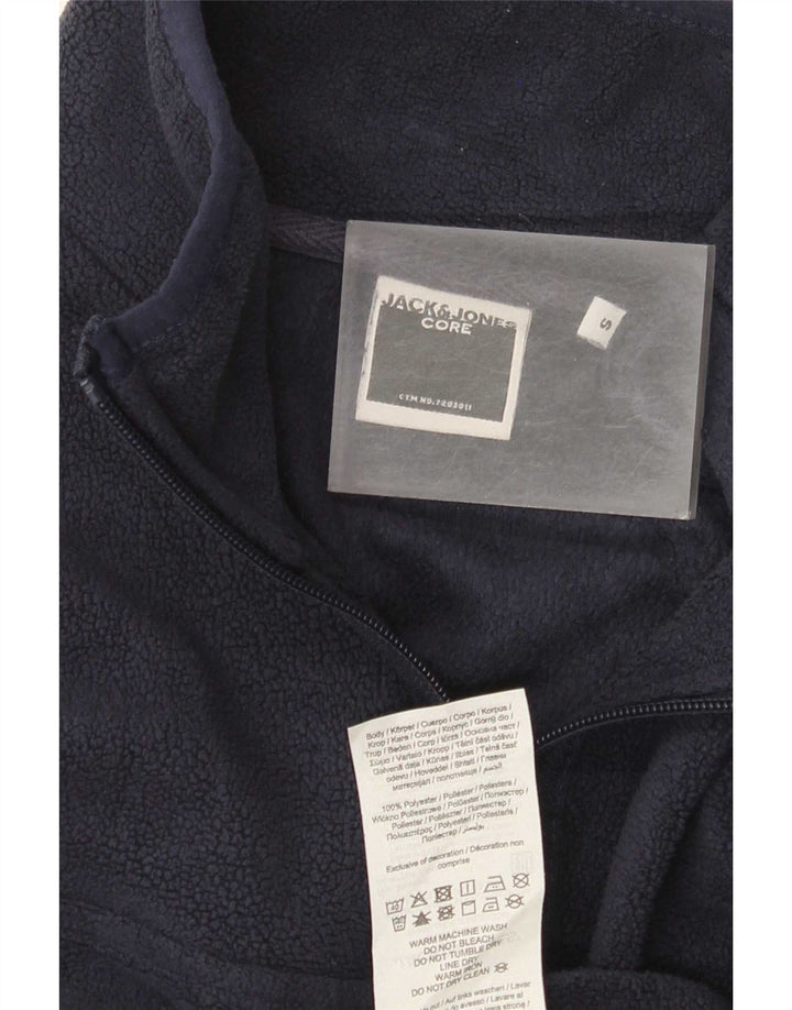 Мужской флисовый джемпер с воротником на молнии Jack & Jones, маленький, темно-синий, полиэстер