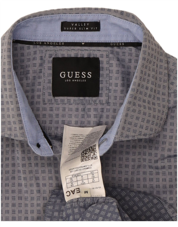 Мужская рубашка Guess Valley Super Slim Fit из хлопка среднего серого цвета с геометрическим рисунком